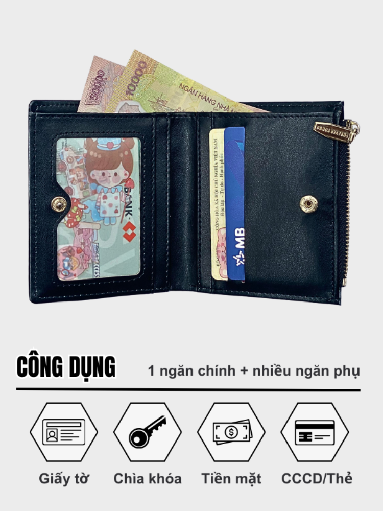 Mô tả Ví Nữ Mini Cầm Tay PERFECT FOR YOU Đựng Tiền Nhiều Ngăn Vân Ra Rắn Cao Cấp Cực Đẹp Giá Rẻ PFY26 - 3