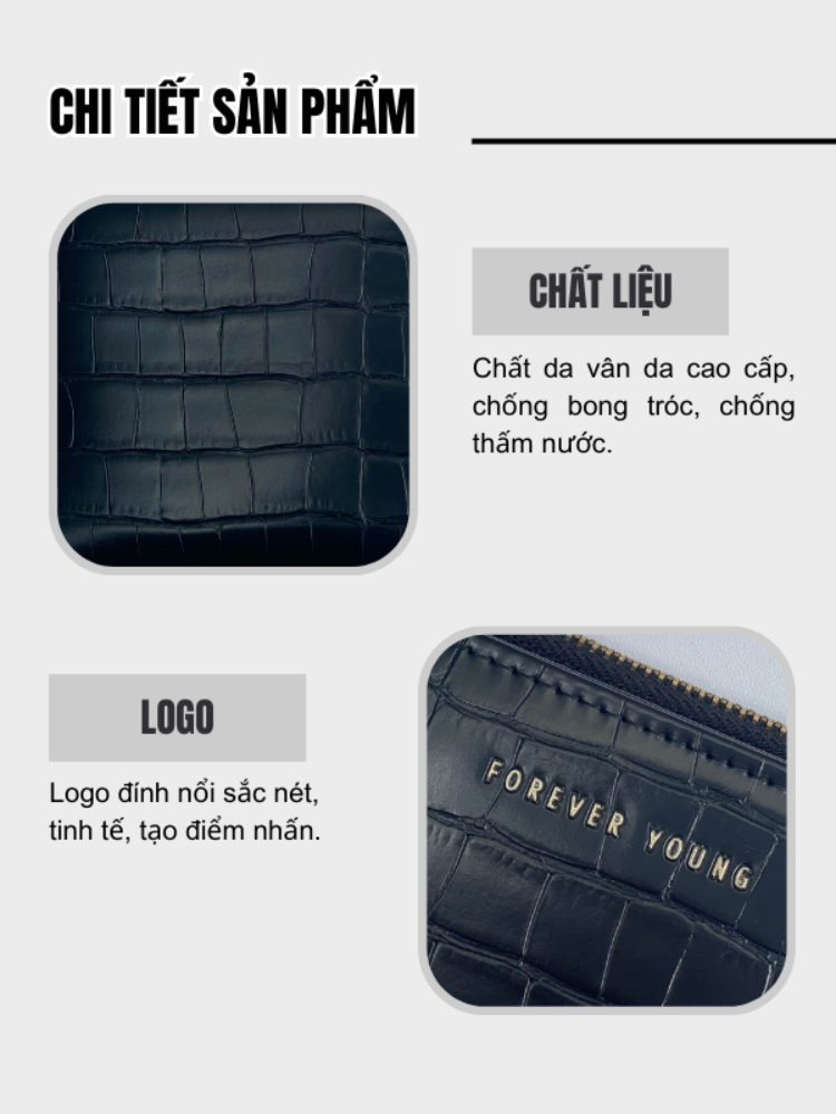 Mô tả Ví Nữ Mini Cầm Tay PERFECT FOR YOU Đựng Tiền Nhiều Ngăn Vân Ra Rắn Cao Cấp Cực Đẹp Giá Rẻ PFY26 - 6