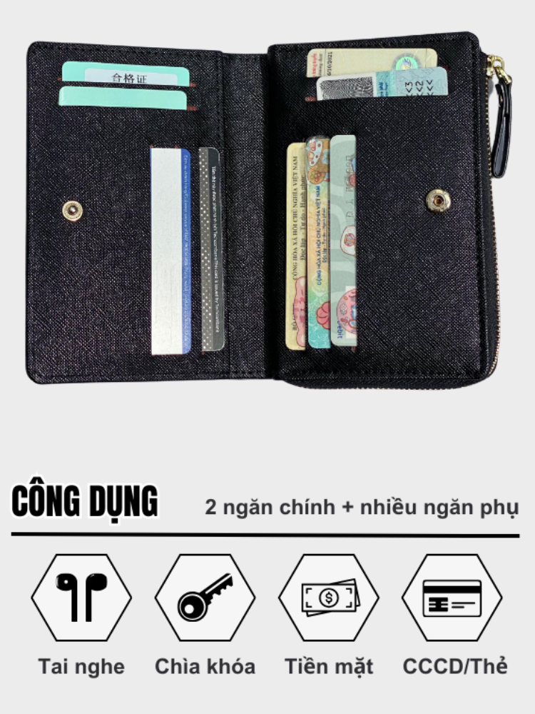 Mô tả Ví Bóp Nữ Mini Cầm Tay FOREVER YOUNG Đựng Tiền Nhiều Ngăn Tiện Dụng Da Xước Cực Đẹp PFY06 - Tukado - 3