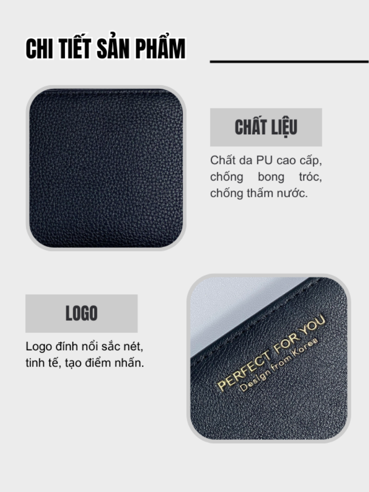 Mô tả Ví Nữ Mini Cầm Tay PERFECT FOR YOU Đựng Tiền Nhỏ Gọn Dáng Vuông Da Cao Cấp Cực Đẹp PFY01 - Tukado - 6