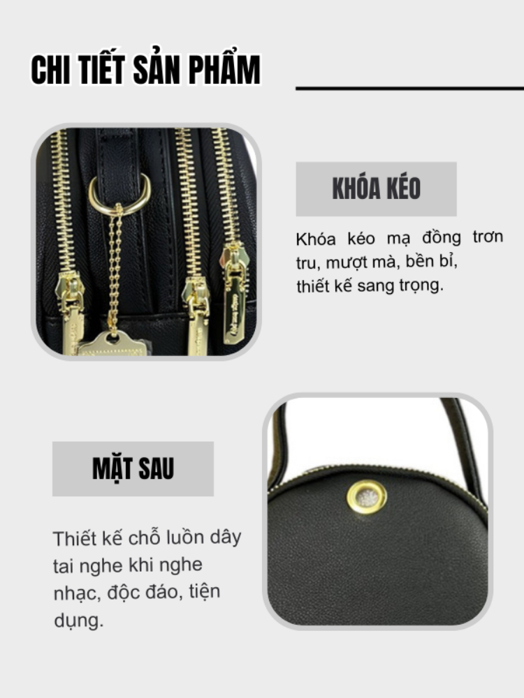 Mô tả Balo Nữ Mini Thời Trang FORVER YOUNG Ba Lô Da Mềm Nhiều Ngăn Da Cao Cấp Cực Đẹp PL04 - Tukado - 7