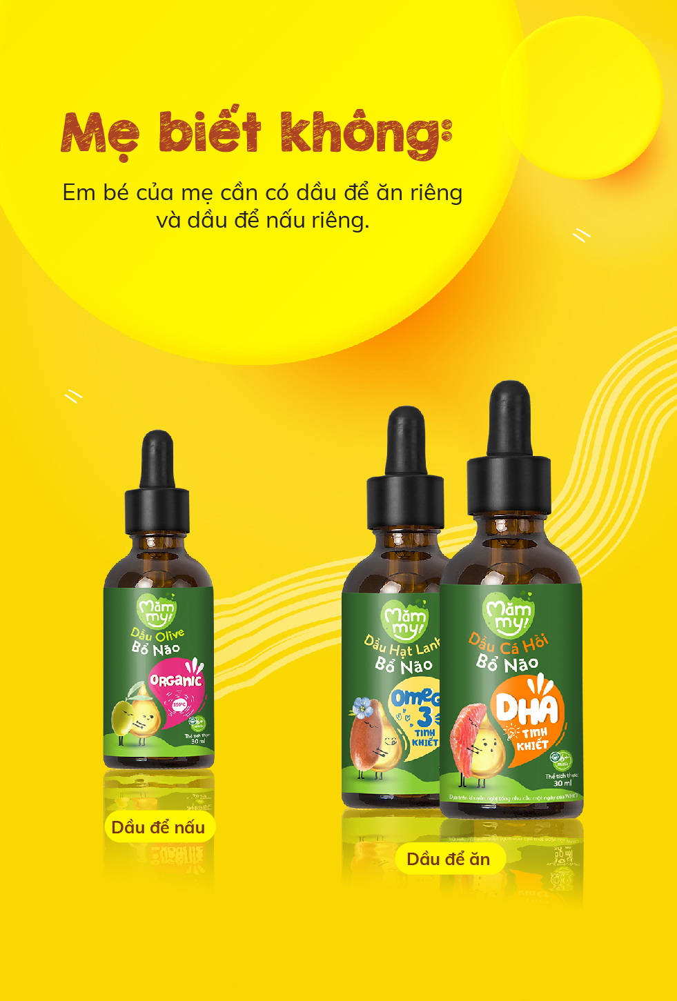 Mô tả Combo 3 dầu ăn dặm bổ não 30ml Mămmy, dầu Olive, dầu cá hồi, dầu hạt lanh bổ não cho bé 6 tháng - 2