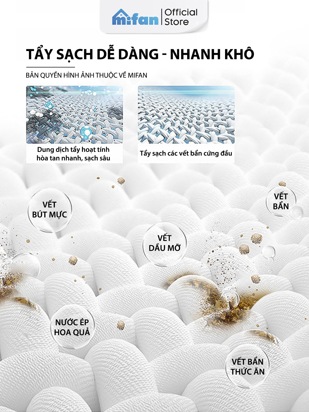 Mô tả Bút Tẩy Vết Bẩn Quần Áo Tức Thì Mifan GOCLEAN 10ml - Không cần giặt, làm sạch nhanh, tiện lợi, an toàn cho mọi loại vải - 4