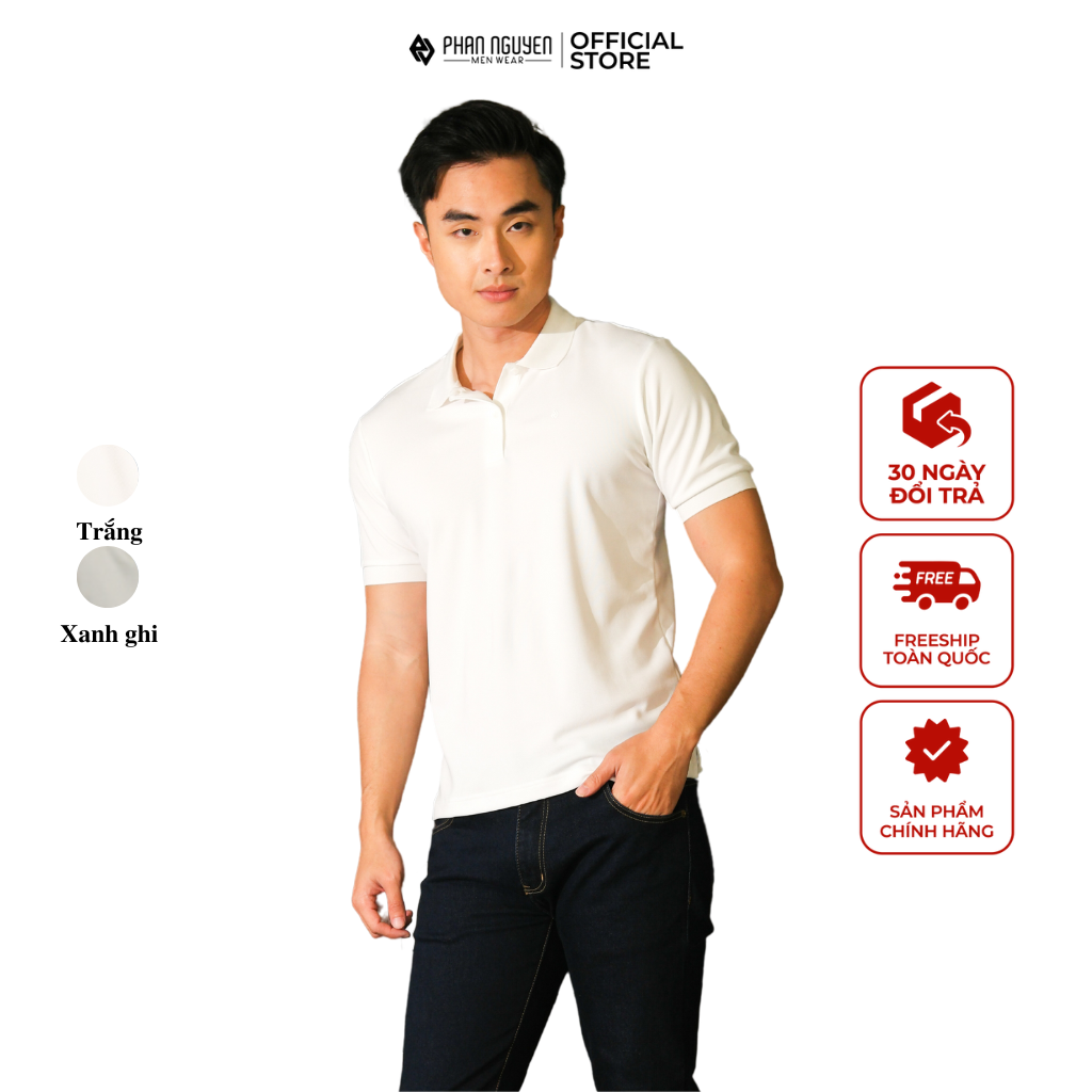 Mô tả Áo polo cộc tay nam Phan Nguyễn, chất liệu cotton mềm mại, thoáng mát, hạn chế nhăn nhàu, khử mùi tốt APC.241-242 - 1