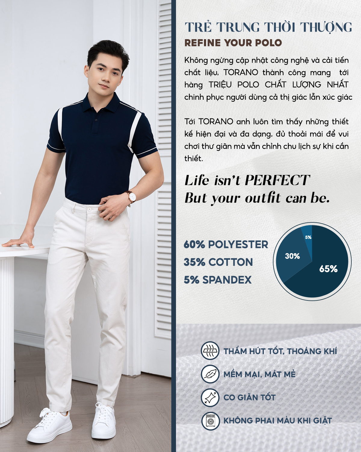 Phối đồ với áo polo nam TORANO