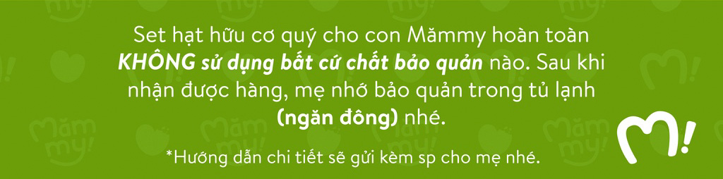 Mô tả Đậu hạt hữu cơ cho bé ăn dặm Mămmy: Đậu lăng đỏ, đậu gà, kiều mạch, diêm mạch, hạt chia, kê nếp cho bé từ 6 tháng tuổi - 12