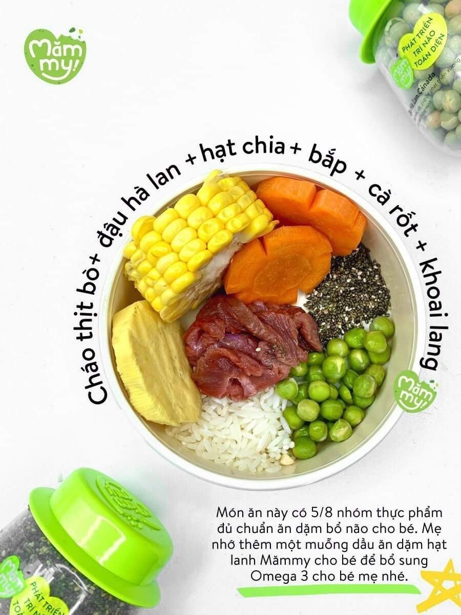 Mô tả Đậu hạt hữu cơ cho bé ăn dặm Mămmy: Đậu lăng đỏ, đậu gà, kiều mạch, diêm mạch, hạt chia, kê nếp cho bé từ 6 tháng tuổi - 9