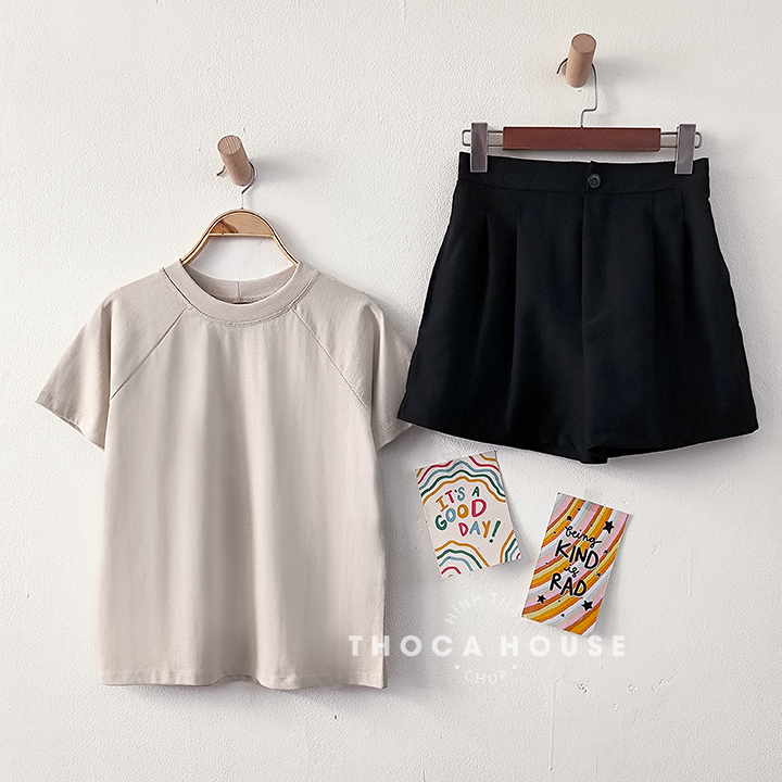 Mô tả Quần short nữ lưng thun chất đũi ống rộng trơn đen, trắng THOCA HOUSE quần ngắn freesize dáng Hàn - 4