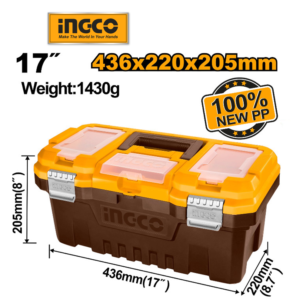 Mô tả Hộp nhựa đựng công cụ 17" INGCO PBX1701 khóa nhựa | PBX1702 17'' PBX1402 14" khóa kim loại chắc bền - 4