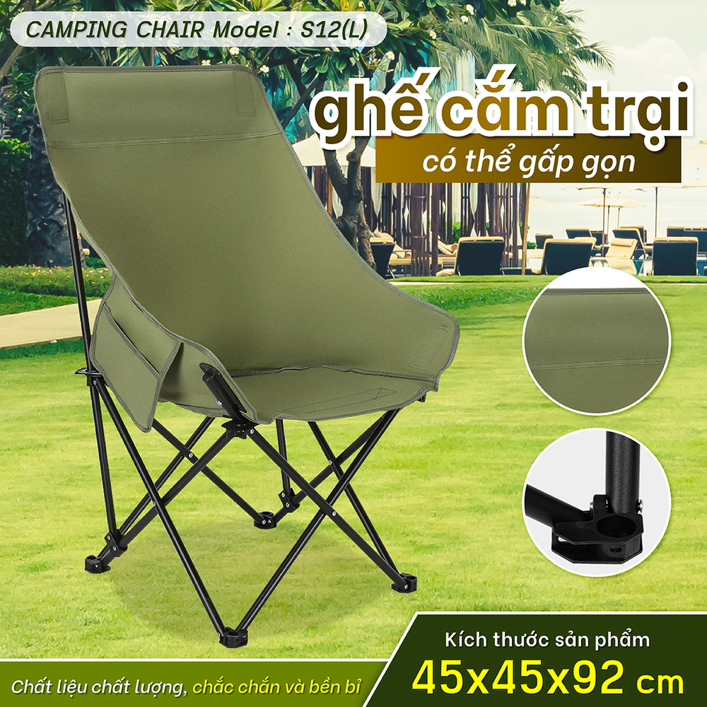 Mô tả BG - Ghế cắm trại có túi đeo ,câu cá, dã ngoại, có thể gập lại, sân di động có túi ghế cắm trại S12 - 12