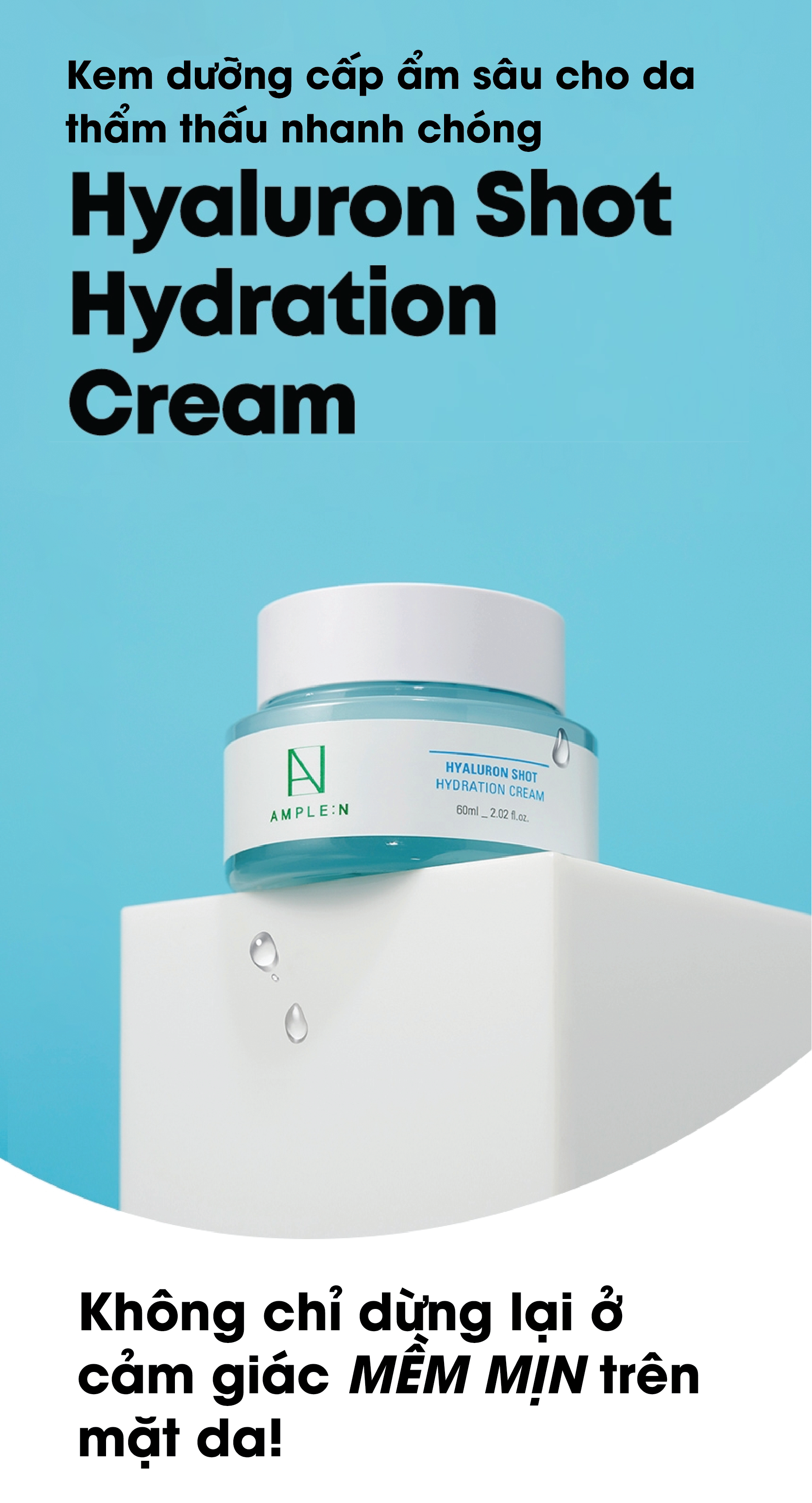 Mô tả Kem Dưỡng Cấp Ẩm Cho Da AMPLE:N Hyaluron Shot Hydration Cream 60ML - 1