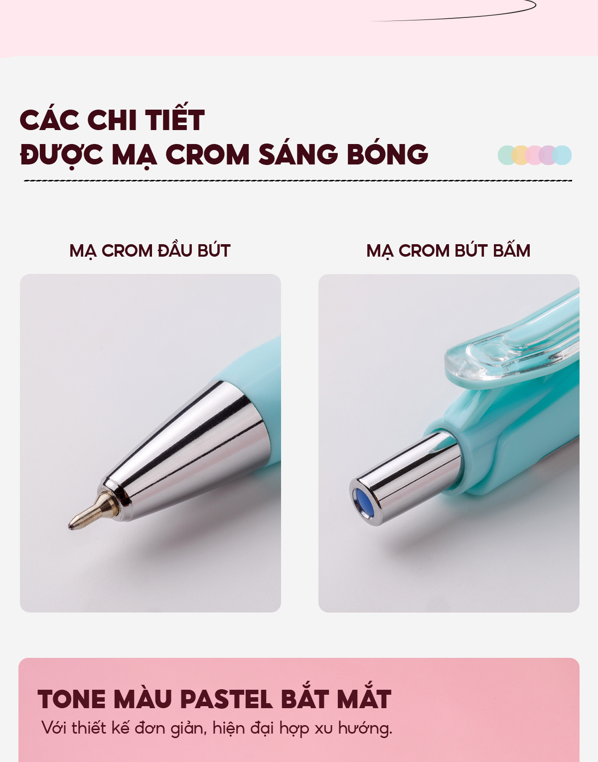 Mô tả Hộp 5 Bút gel bi Pazto Thiên Long Smooth Ink Pen ngòi 0.5mm - Mực xanh viết trơn êm, thân bút 5 màu tone pastel GEL-B015 - 3