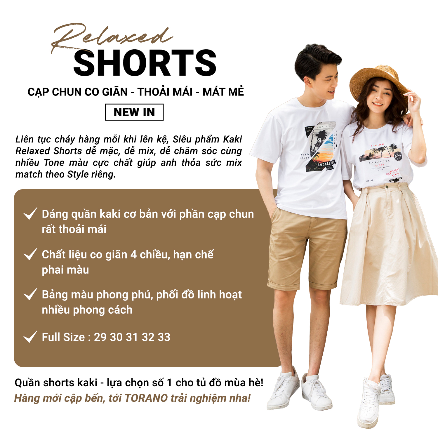 Quần short kaki nam TORANO màu vàng