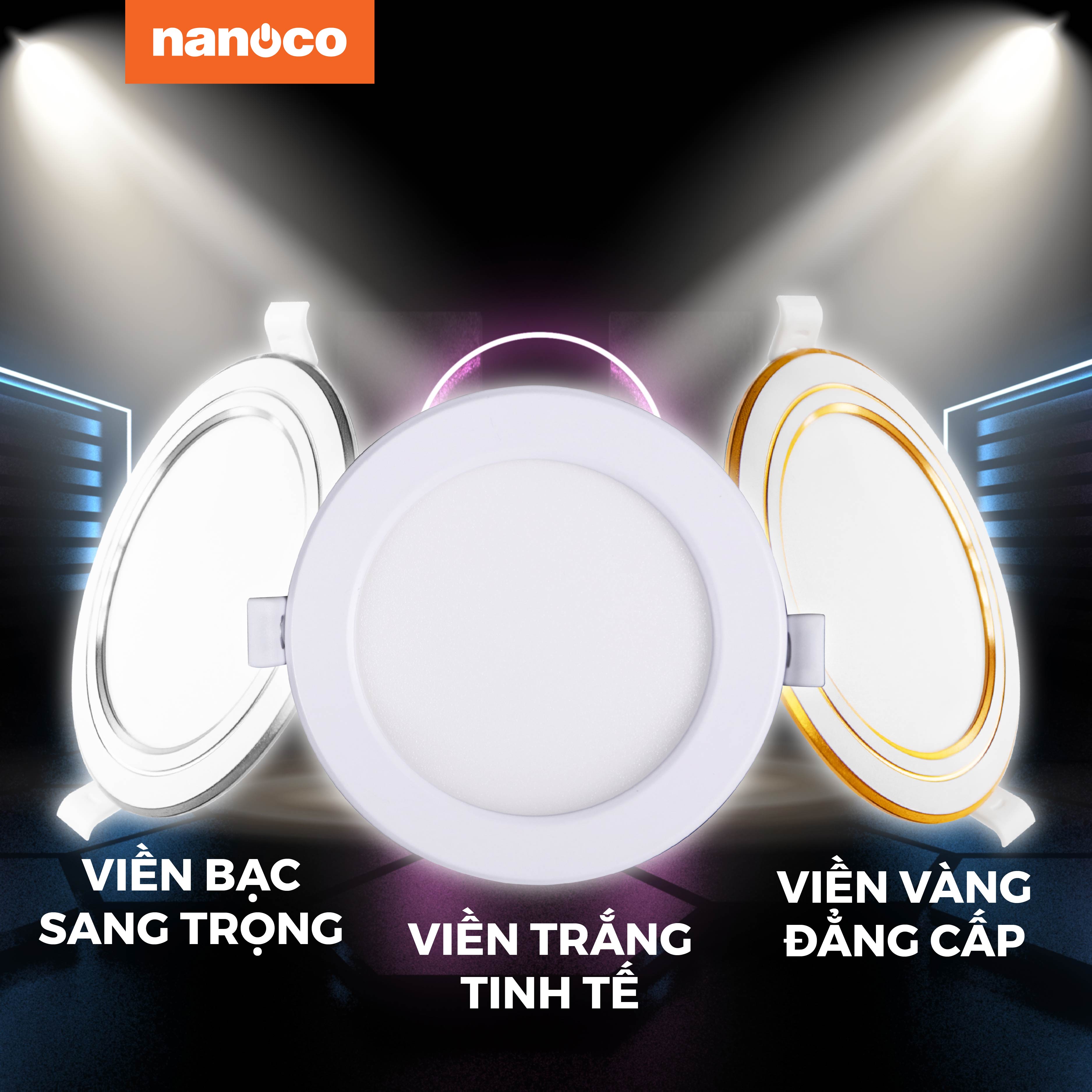 Đèn downlight LED Nanoco φ110 9W viền vàng/ trắng/ bạc (ánh sáng trắng ...