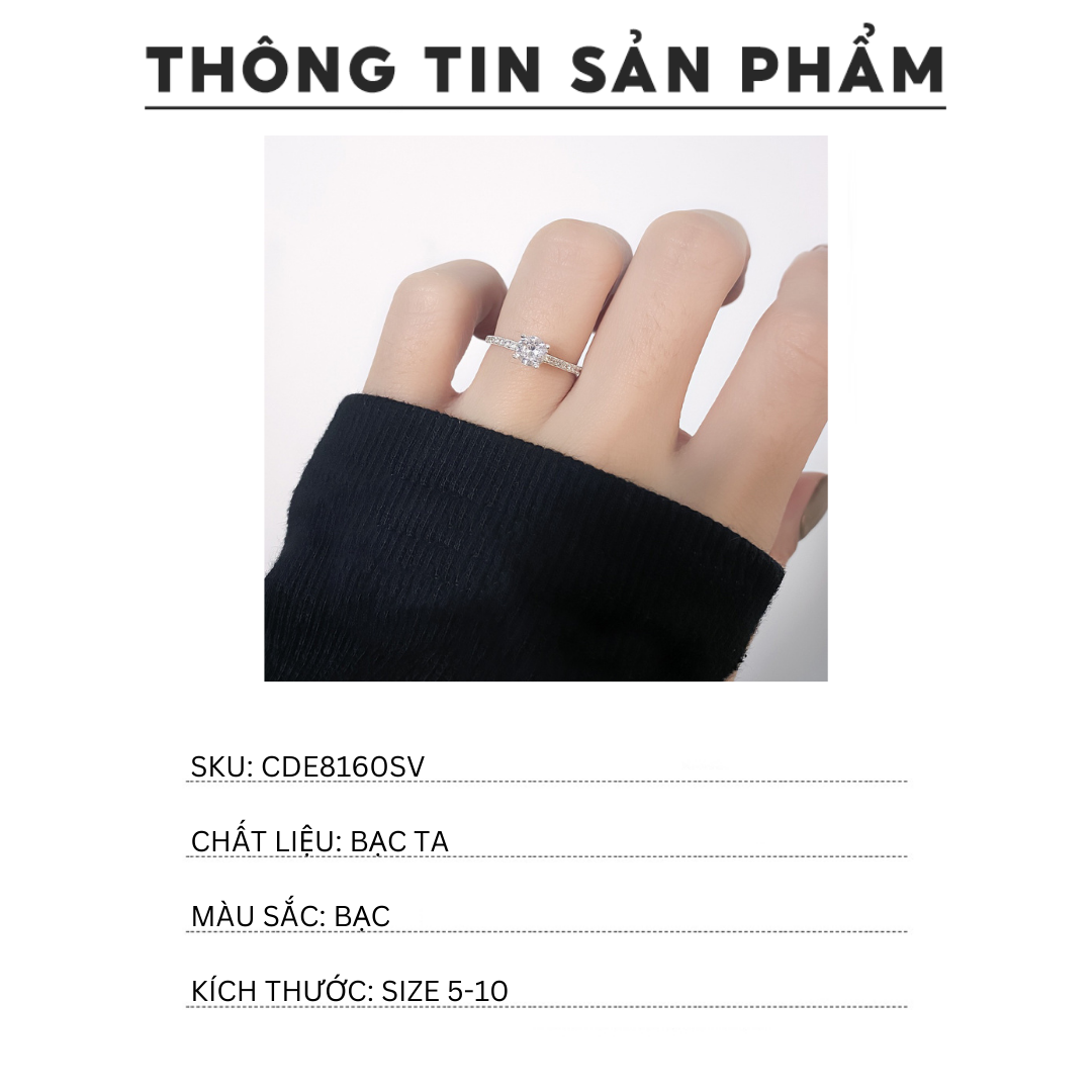 Mô tả Nhẫn bạc nữ CDE Stone Encrusted Crown Silver Ring CDE8160SV - Nhẫn bạc Lamy - 1