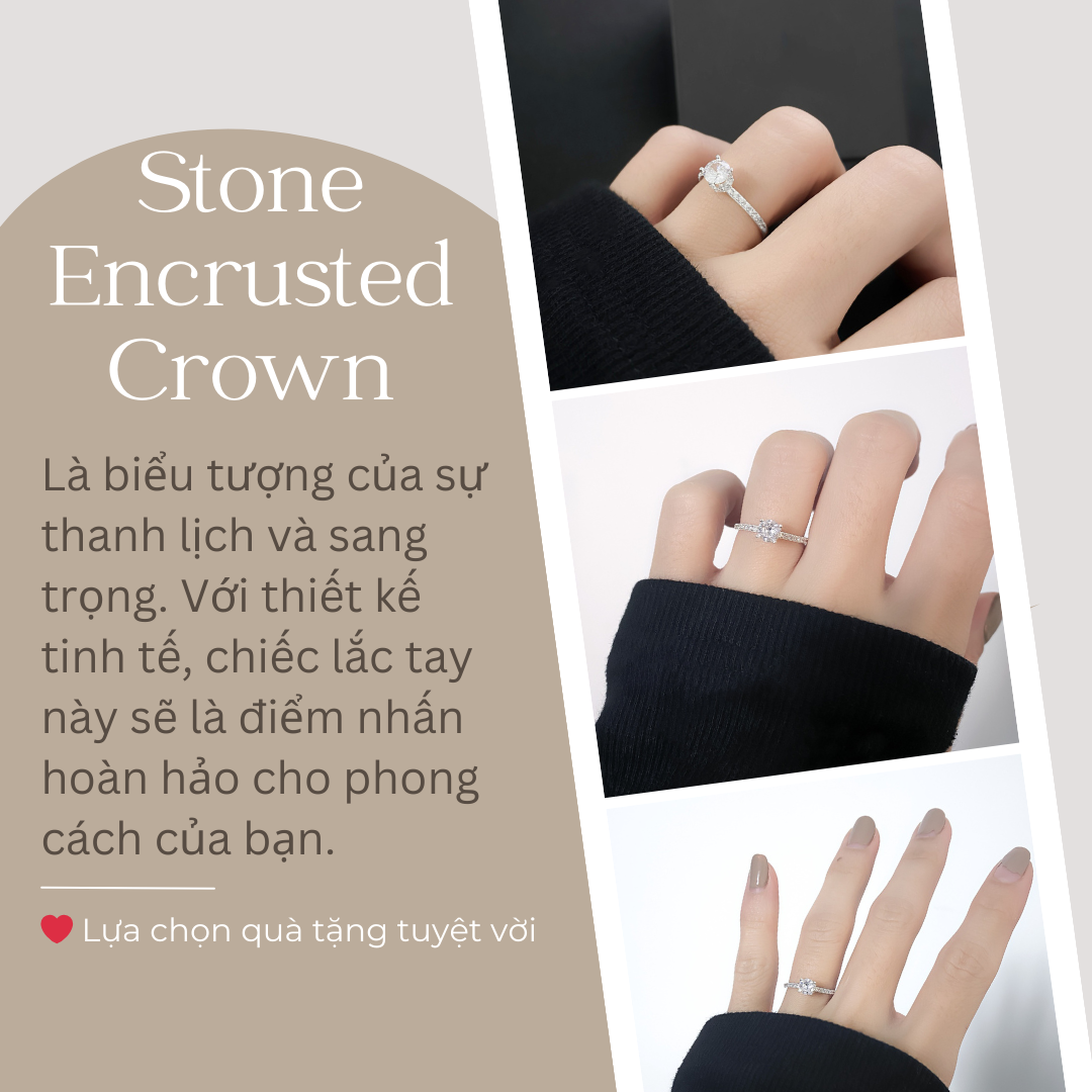 Mô tả Nhẫn bạc nữ CDE Stone Encrusted Crown Silver Ring CDE8160SV - Nhẫn bạc Lamy - 3
