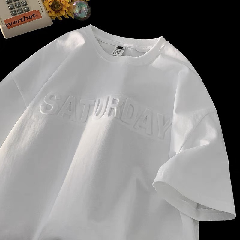 Mô tả Áo Thun In Chữ Nổi SATURDAY NAD Unisex - Áo Phông Nam Nữ Tay Lỡ Form Rộng Chất Liệu Cotton Khô Thoáng Mát - 3