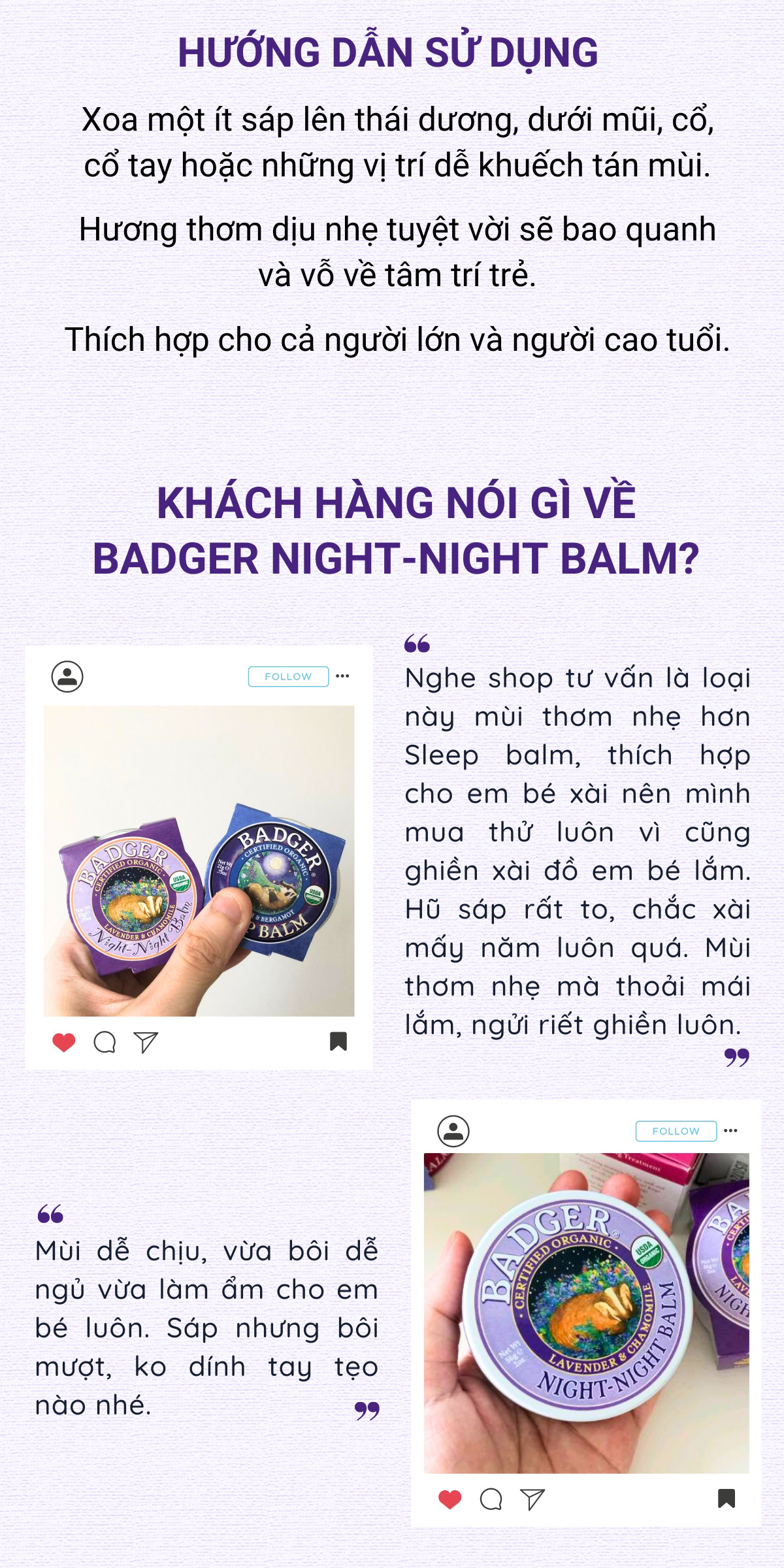 Mô tả Sáp dầu hữu cơ ngủ ngon BADGER Night Night organic balm giúp dễ ngủ an toàn cho em bé trẻ sơ sinh từ 6 tháng - 21g - 5