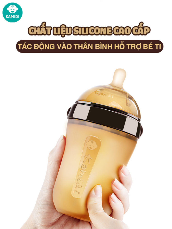Mô tả Bình Sữa Kamidi Chất Liệu Silicon An Toàn Cho Bé Sơ Sinh Chống Sặc Và Đầy Hơi Hiệu Quả Bé Ti Được Mọi Tư Thế - 5