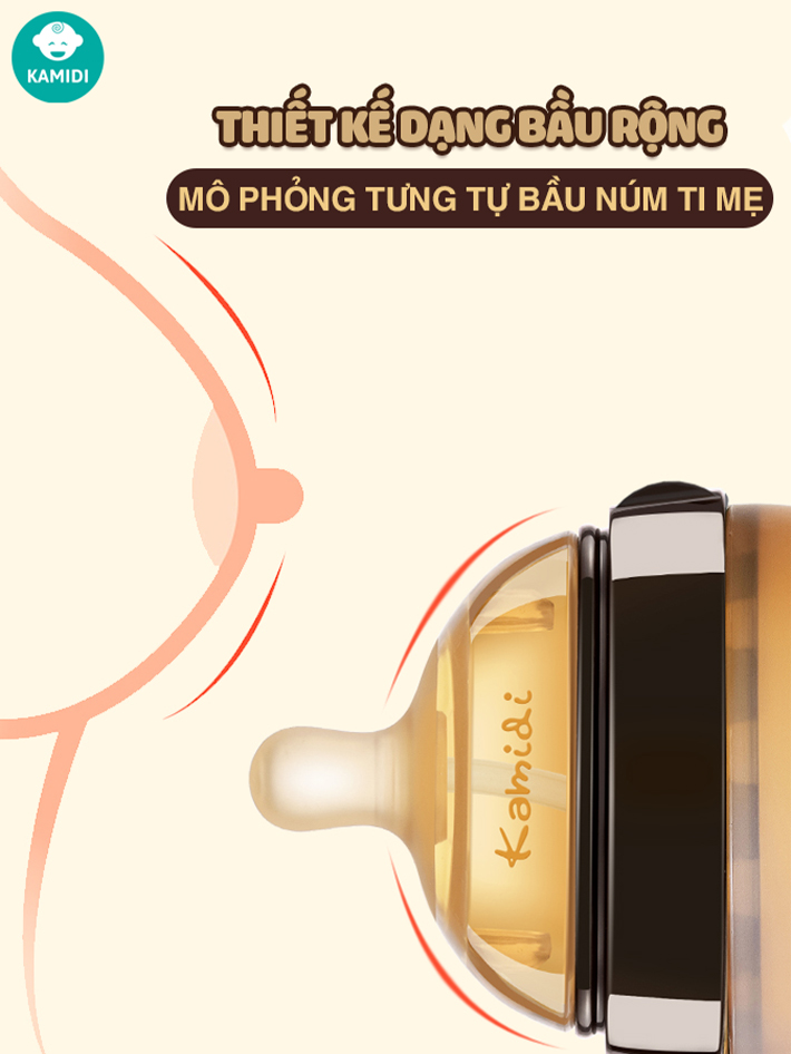 Mô tả Bình Sữa Kamidi Chất Liệu Silicon An Toàn Cho Bé Sơ Sinh Chống Sặc Và Đầy Hơi Hiệu Quả Bé Ti Được Mọi Tư Thế - 6