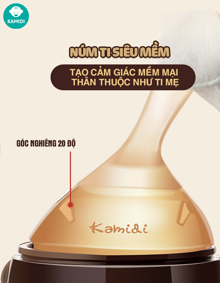 Mô tả Bình Sữa Kamidi Chất Liệu Silicon An Toàn Cho Bé Sơ Sinh Chống Sặc Và Đầy Hơi Hiệu Quả Bé Ti Được Mọi Tư Thế - 7
