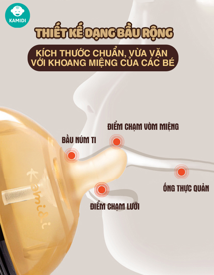 Mô tả Bình Sữa Kamidi Chất Liệu PPSU Cao Cấp An Toàn Cho Bé Sơ Sinh Chống Sặc Và Đầy Hơi Hiệu Quả Bé Ti Được Mọi Tư Thế - 3