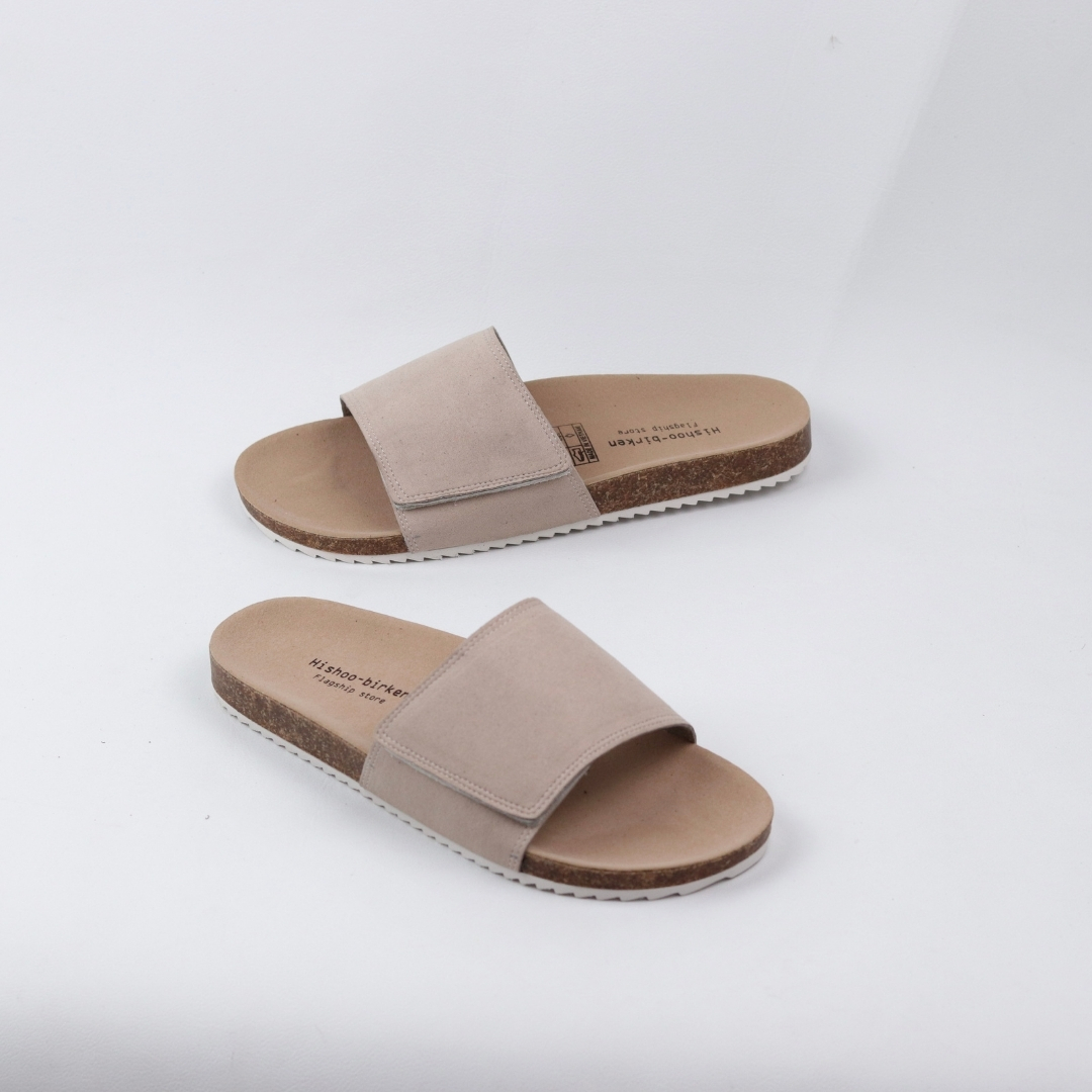Mô tả Dép đế trấu birken nam nữ unisex BÒ da lộn Xé Dán quai ngang chính hãng BIGSIZE 35 - 43 Hishoo R103 - 4
