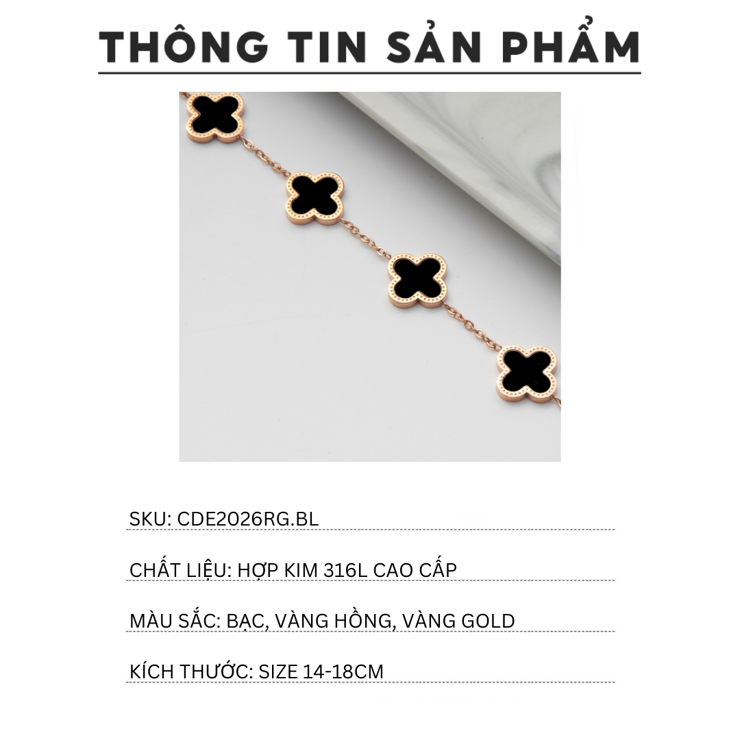 Mô tả Vòng tay nữ CDE Five Four Leaf Clovers Bracelet Silver CDE2026RG.BL - 1