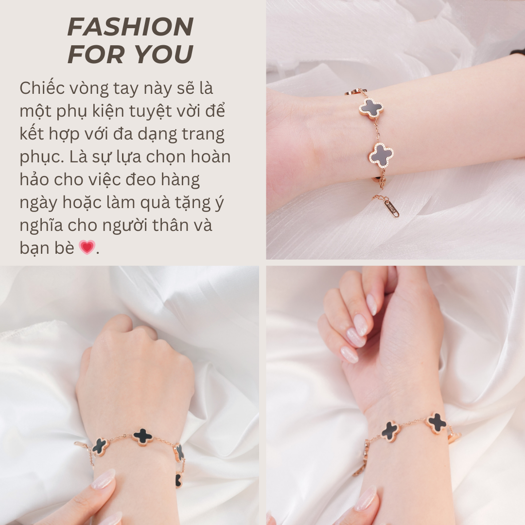 Mô tả Vòng tay nữ CDE Five Four Leaf Clovers Bracelet Silver CDE2026RG.BL - 4