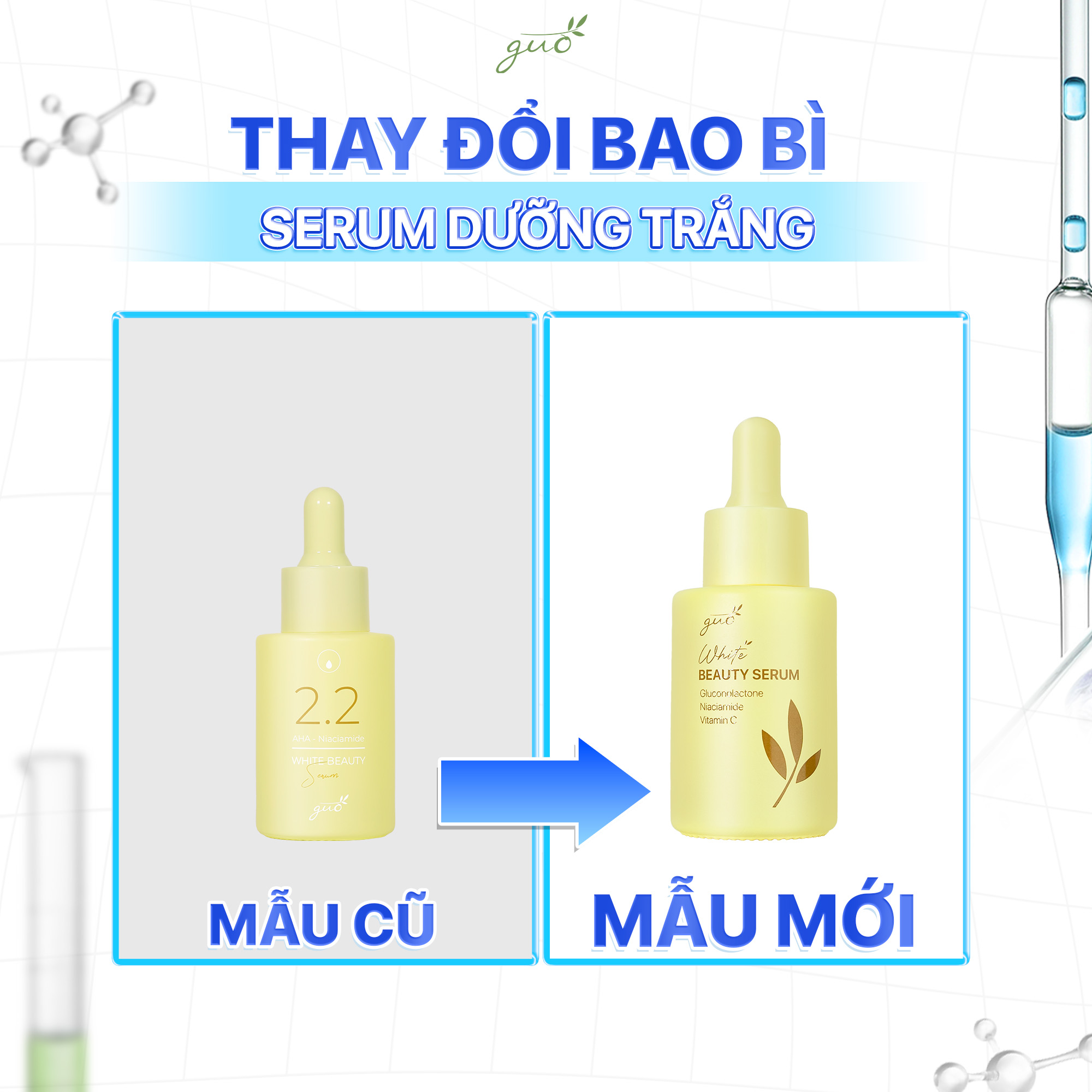 Mô tả Serum dưỡng trắng sáng, mờ thâm nám, ngăn ngừa mụn AHA, BHA, PHA, Vitamin C, Niacinamide GUO 30ml - 3