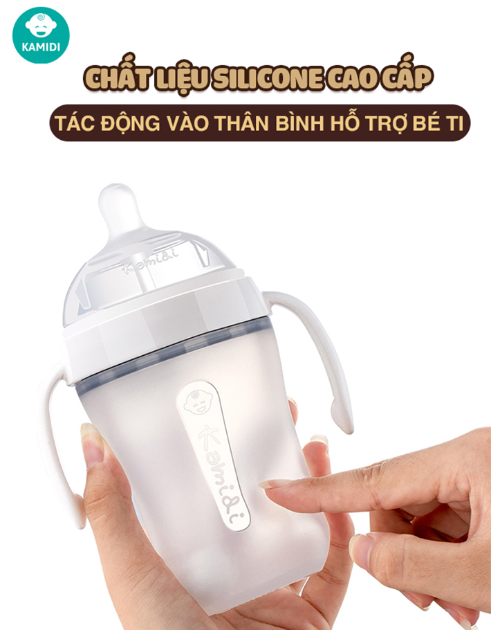 Mô tả Bình Sữa Kamidi Chất Liệu Silicon Trắng Dung Tích 150ml/250ml - 5