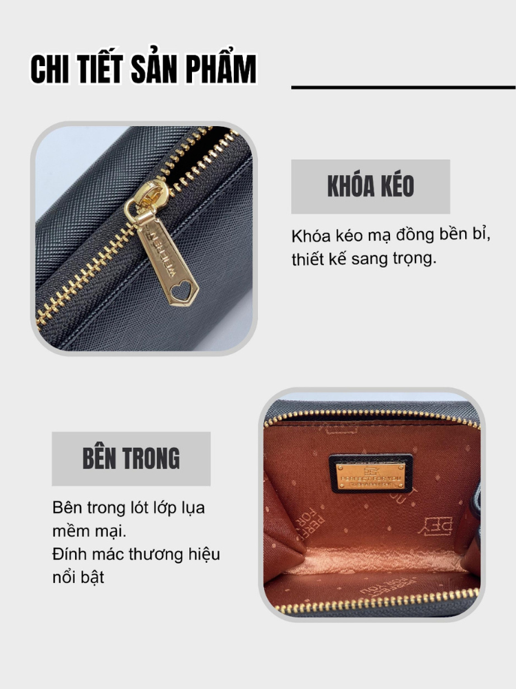 Mô tả Ví Nữ Mini Cầm Tay PERFECT FOR YOU Dáng Ngắn Nhiều Ngăn Da Xước Cao Cấp Cực Đẹp PFY04 - Tukado - 7