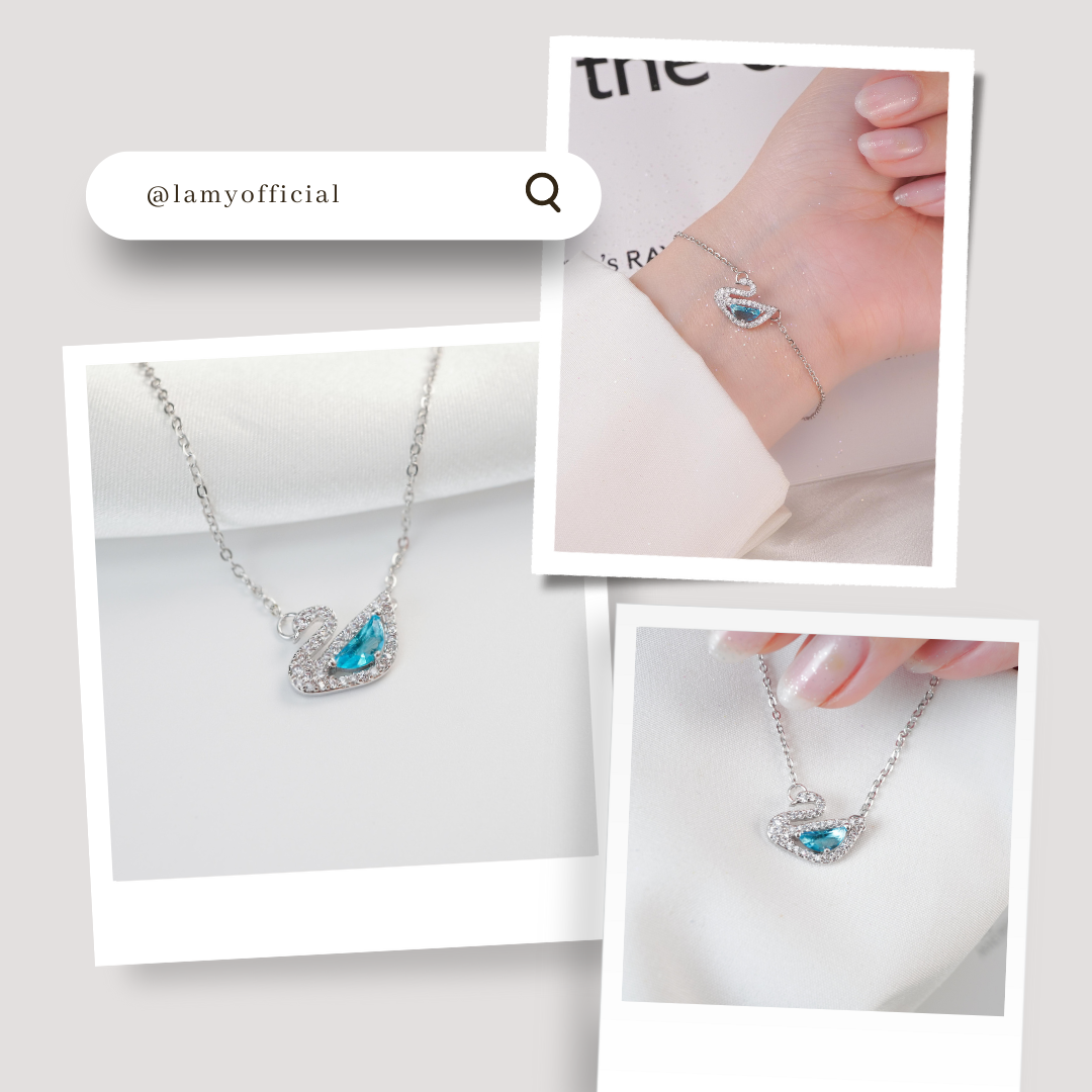 Mô tả Vòng tay nữ CDE Crystal Swan Bracelet Blue CDE2083BE - Vòng tay Lamy thiên nga cao cấp - 6