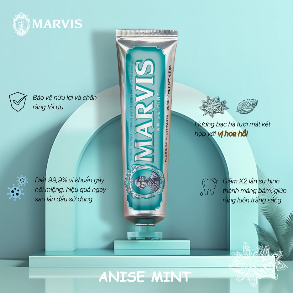 Mô tả Combo Nước Súc Miệng Và Kem Đánh Răng Marvis Anise Mint Hương Bạc Hà Và Quế Hồi – Marvis Chính Hãng - 2