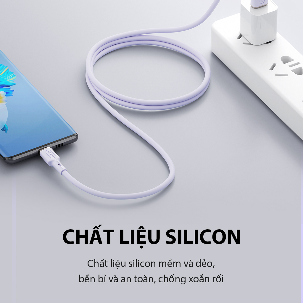 Mô tả Cáp Sạc Nhanh VIVAN VSL100S/ VSC100S/ VSM100S (Type C/ Micro USB) 1m Chất Liệu Silicon Mềm Dẻo - Chính Hãng - 2