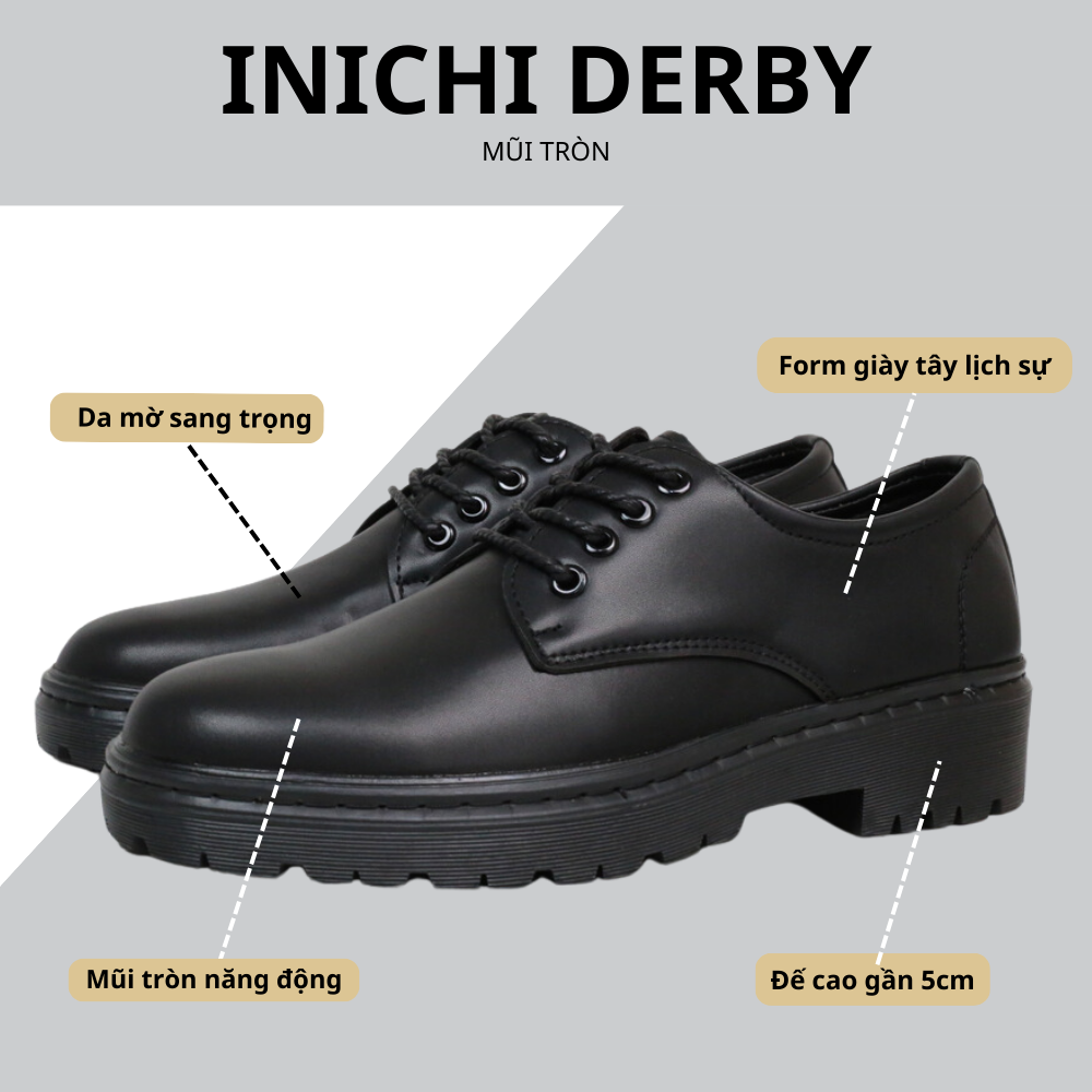 Mô tả Giày derby da nam thời trang INICHI G1115 thiết kế da lì đế cao - 1