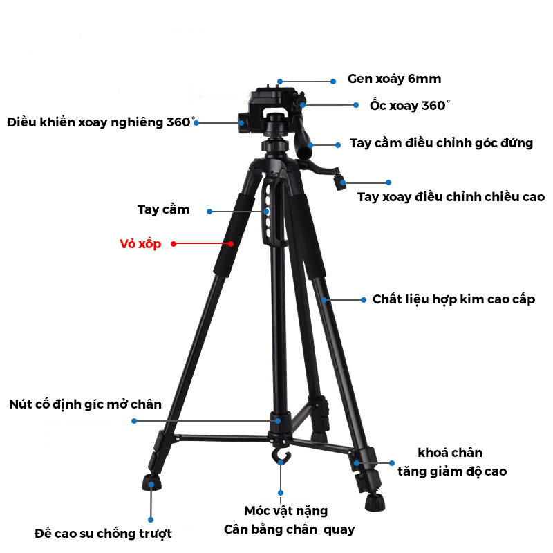 Chân Quay Máy Ảnh Điện Thoại Tripod 360° - Thiết Kế Chắc Chắn - Nhỏ Gọn ...