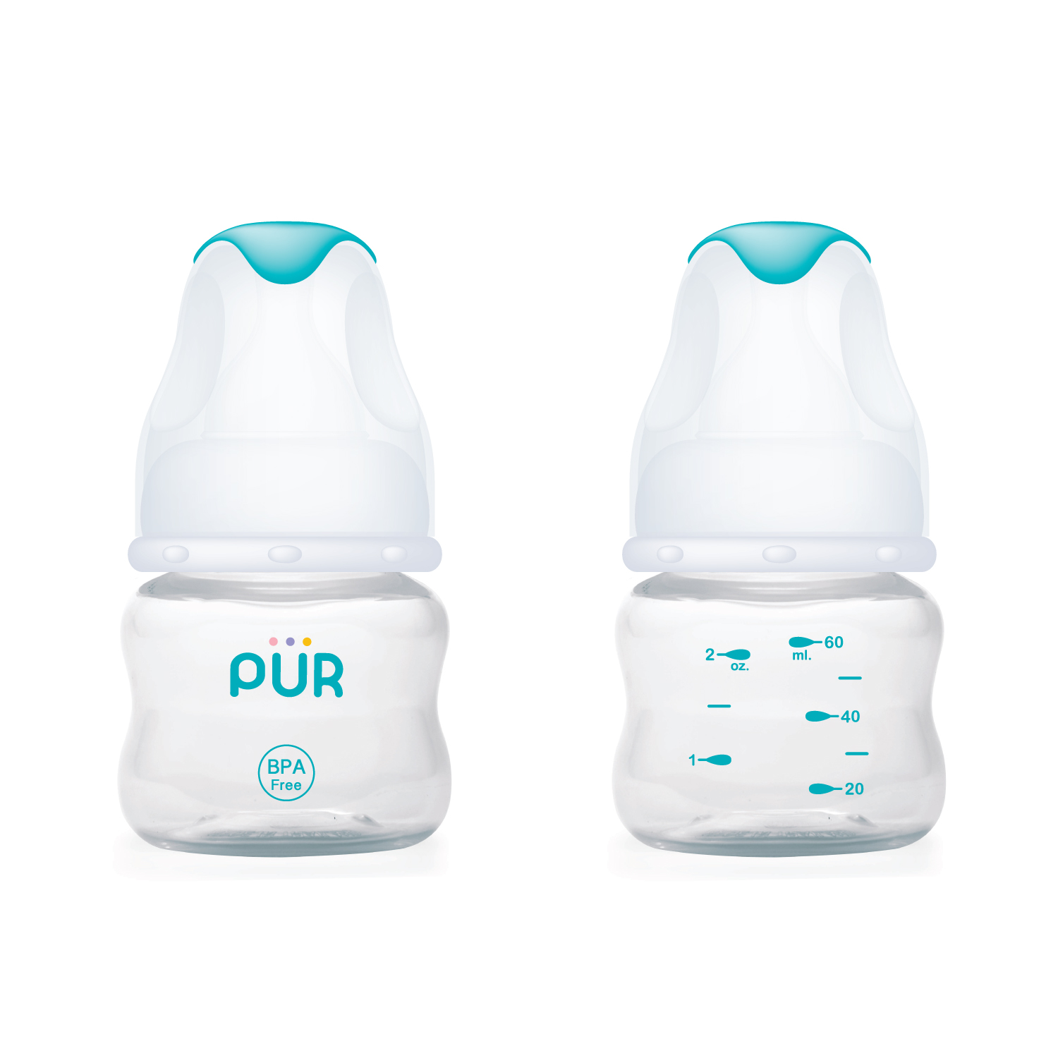 Mô tả Bình sữa cổ thường Pur Advanced 60ml (có sẵn núm S 0-3th) - Tặng gói khăn ướt Pur - 1