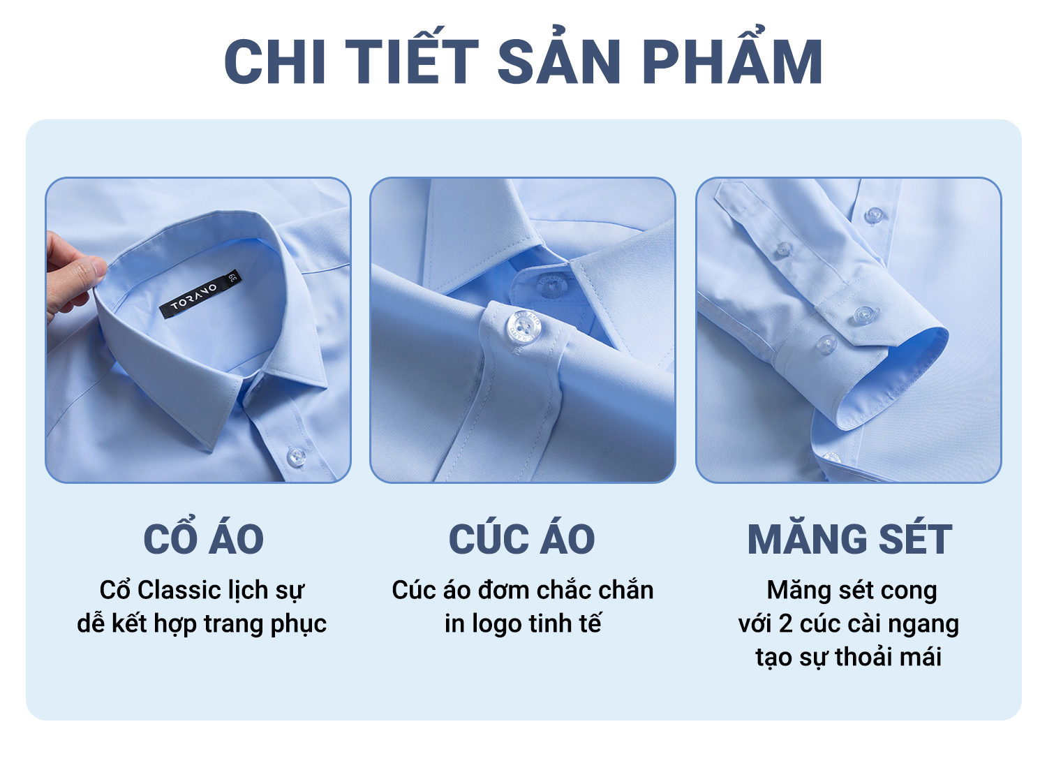 Chi tiết áo sơ mi nam TORANO FATB002