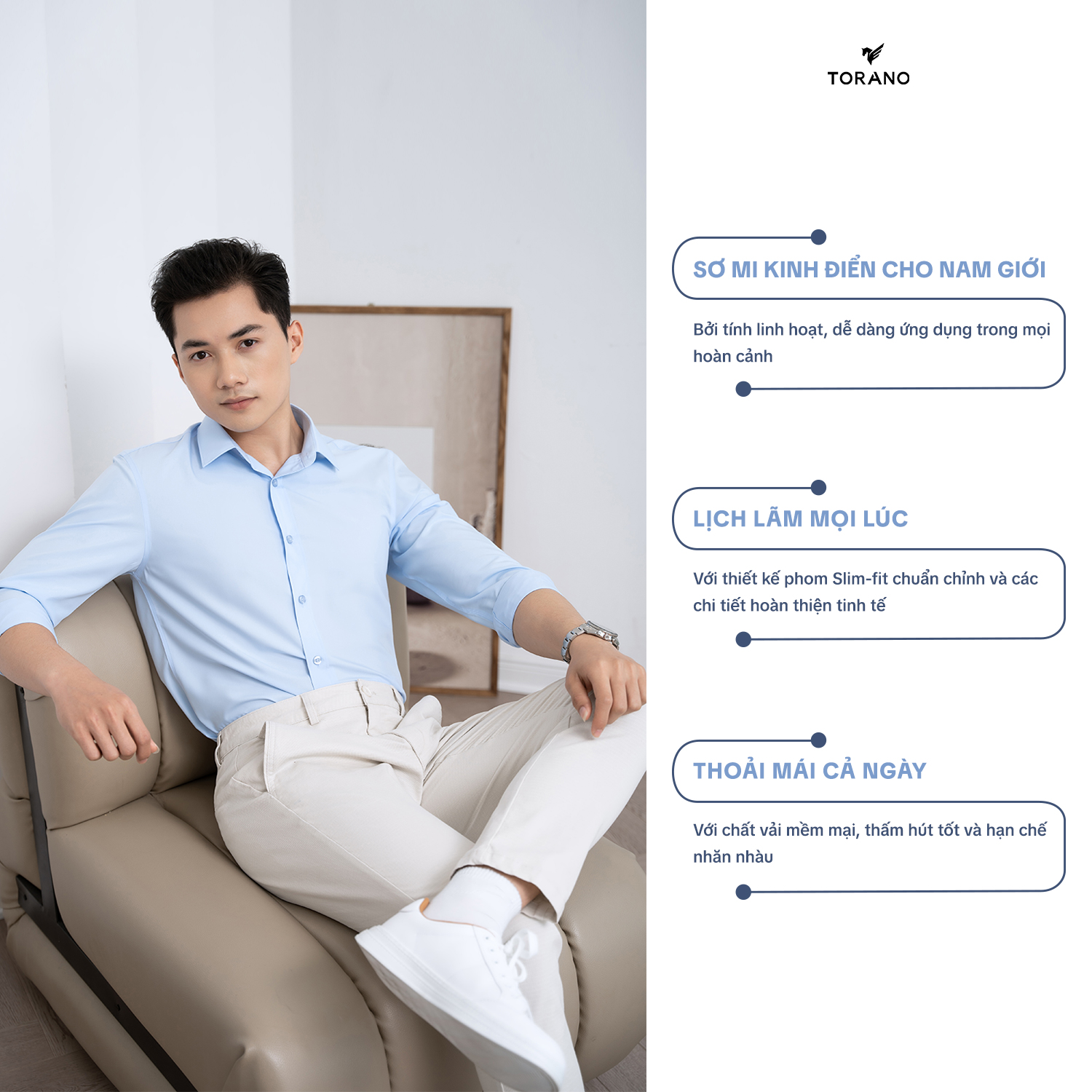 Áo sơ mi nam TORANO FATB002 màu trắng