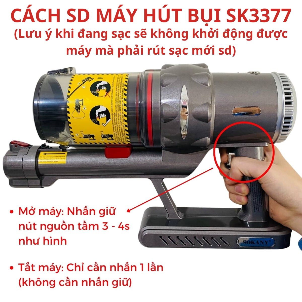 Máy hút bụi cầm tay LOẠI SẠC PIN công suất cao 2000W SOKANY SK-3377 lực ...