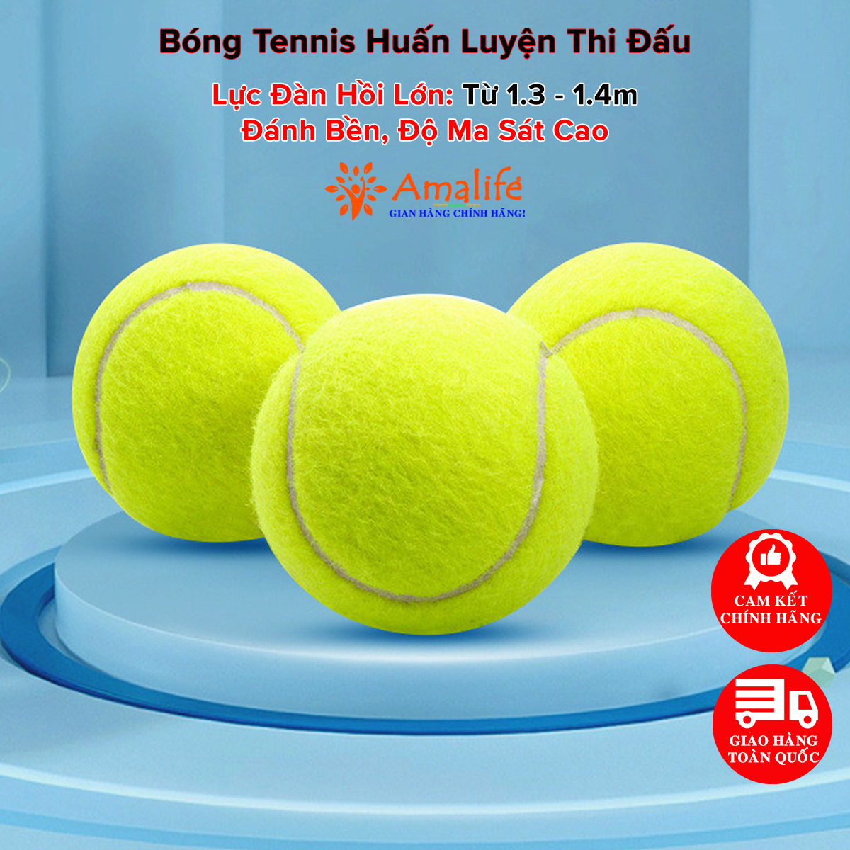 Mô tả Bóng Tennis Chuyên Dụng Mới 100% Được Sử Dụng Phổ Biến Nhất – Độ Nảy Cao 1.35 – 1.47m Chuẩn Quốc Tế Chính Hãng Amalife - 1