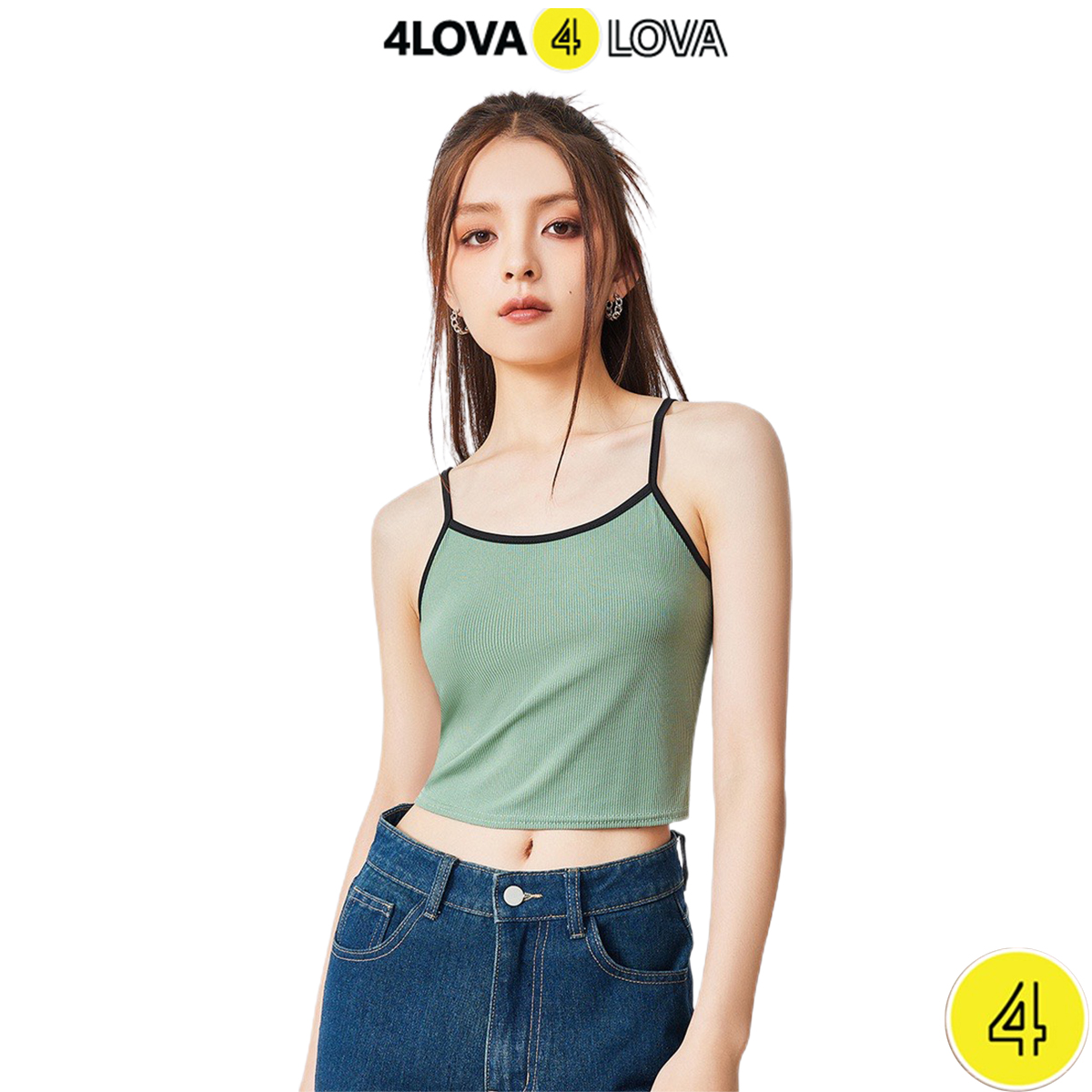 Mô tả Áo hai dây crotop nữ trơn basic 4LOVA chất liệu thun tăm cotton mềm mại, thoáng mát EVA058 - 1