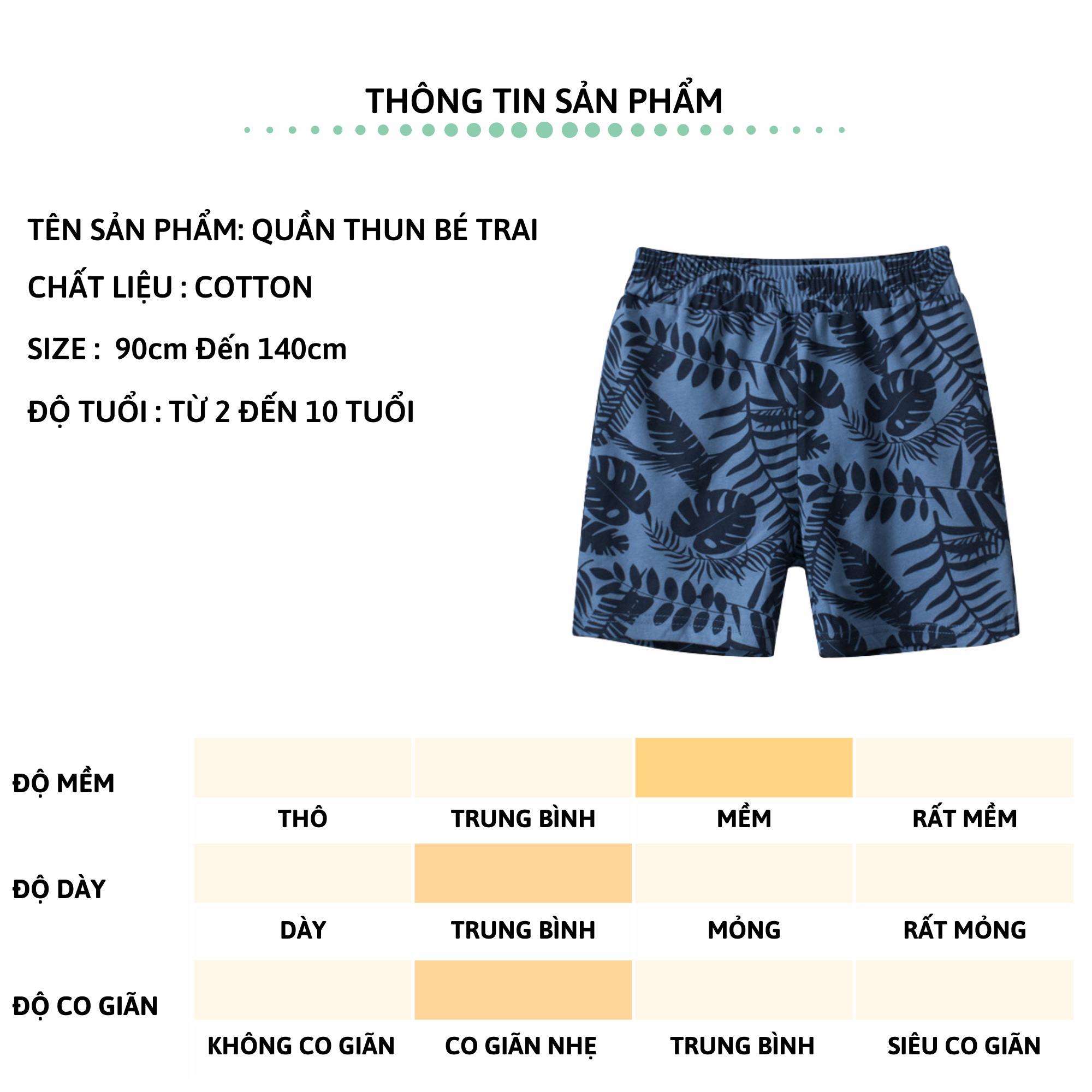 Mô tả Quần short bé trai 27Kids sóc đùi nam mềm mỏng mát vải cotton mùa hè cho trẻ từ 2-10 tuổi BSPS1 - 3