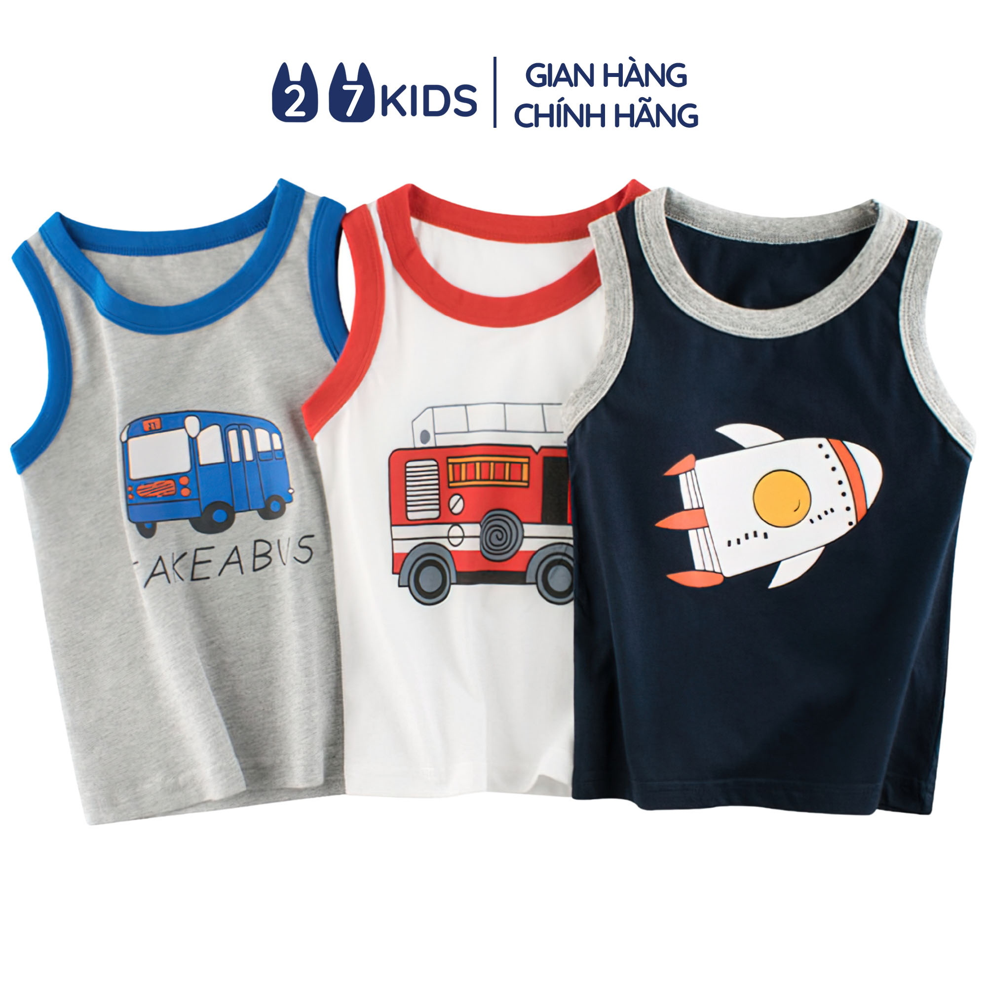 Mô tả Áo thun ba lỗ bé trai 27Kids áo 3 lỗ sát nách nam vải Cotton cho trẻ từ 2-10 tuổi BSTT2 - 1