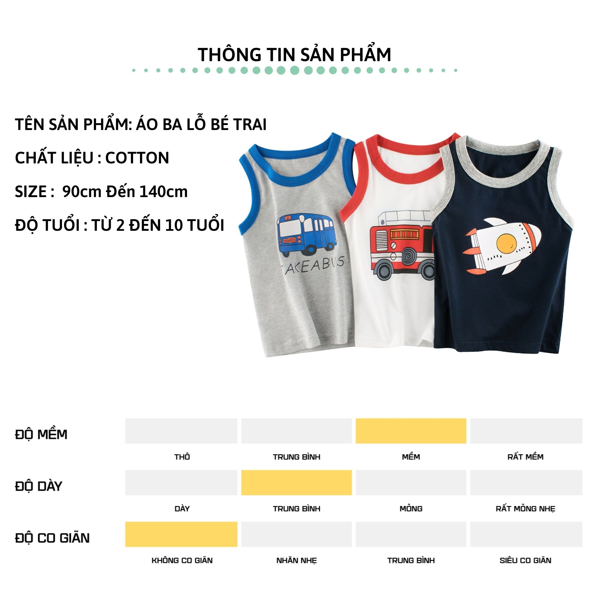 Mô tả Áo thun ba lỗ bé trai 27Kids áo 3 lỗ sát nách nam vải Cotton cho trẻ từ 2-10 tuổi BSTT2 - 3