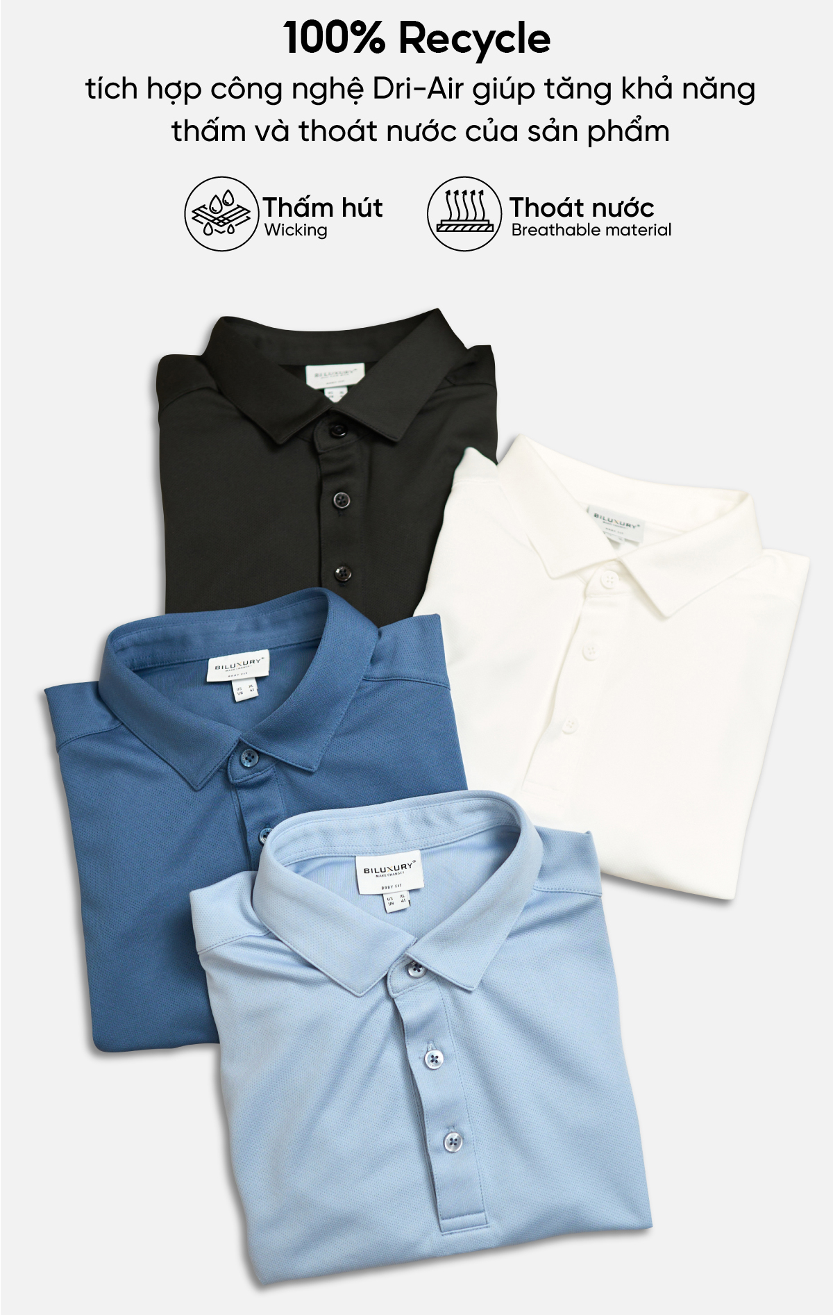 Mô tả Combo 2 Áo Polo Nam Thời Trang Nam Biluxury 8APCB428 Áo Thun Có Cổ Polo Trơn Thoáng Mát Thấm Hút Mồ Hôi - 3