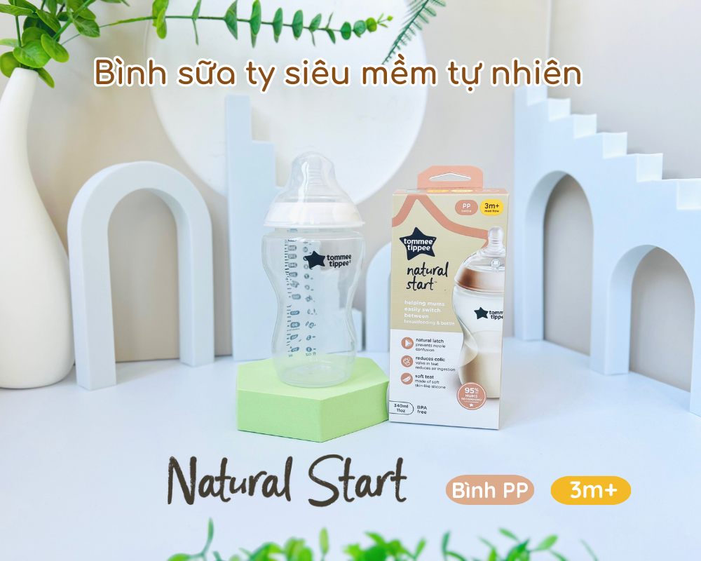 Mô tả Bình Sữa Ty Siêu Mềm Tự Nhiên Tommee Tippee Natural Start PP 340ml, Núm Ty Của Bình 3-6 Tháng - 2