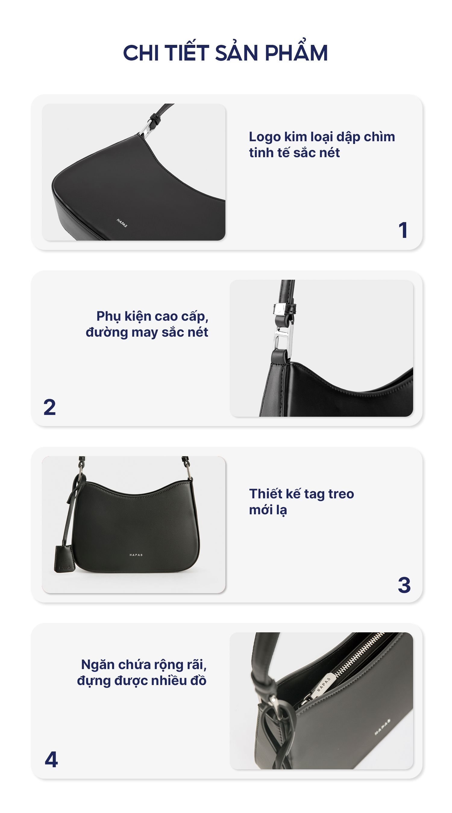Mô tả Túi Xách Nữ Đeo Vai Aura Hobo Quai Ngắn Sz 24 HAPAS - TDV23059 - 3