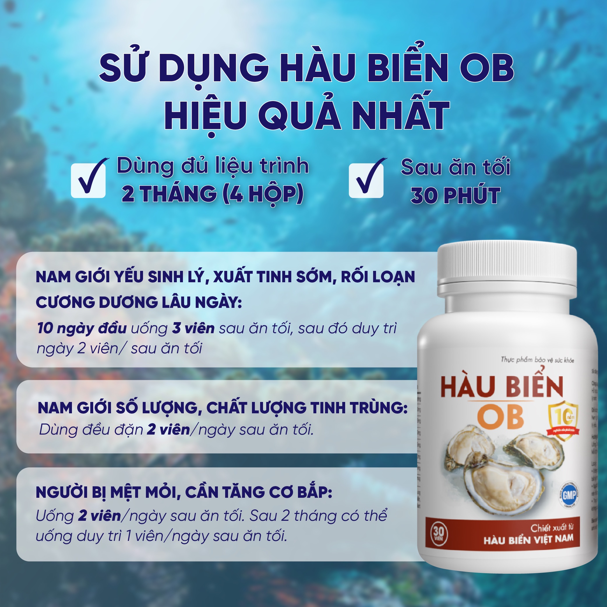 Mô tả 2 Hộp Tinh Chất Hàu Biển OB Tăng Cường Sinh Lý Nam, Tăng Chất Lượng Tinh Binh - Grow Green AZ - 2